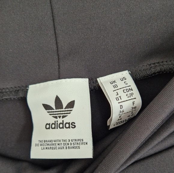 adidas Originals adicolor three stripe high waisted legging shorts Black UK 10 - Picture 3 of 4